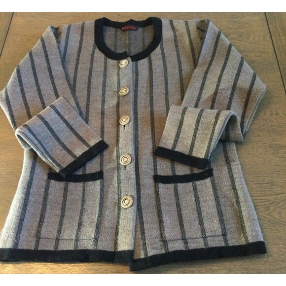 ILK Petek Cardigan Sweater Women's Size S Color Brown Striped Button Up Knit - Picture 10 of 11